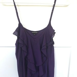 Express purple ruffle tank with black trim